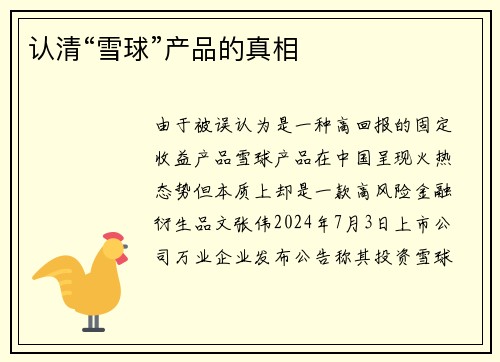 认清“雪球”产品的真相