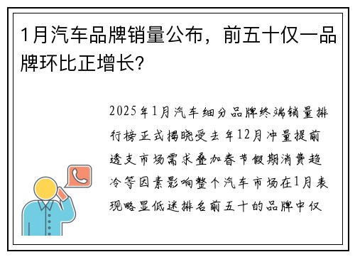 1月汽车品牌销量公布，前五十仅一品牌环比正增长？